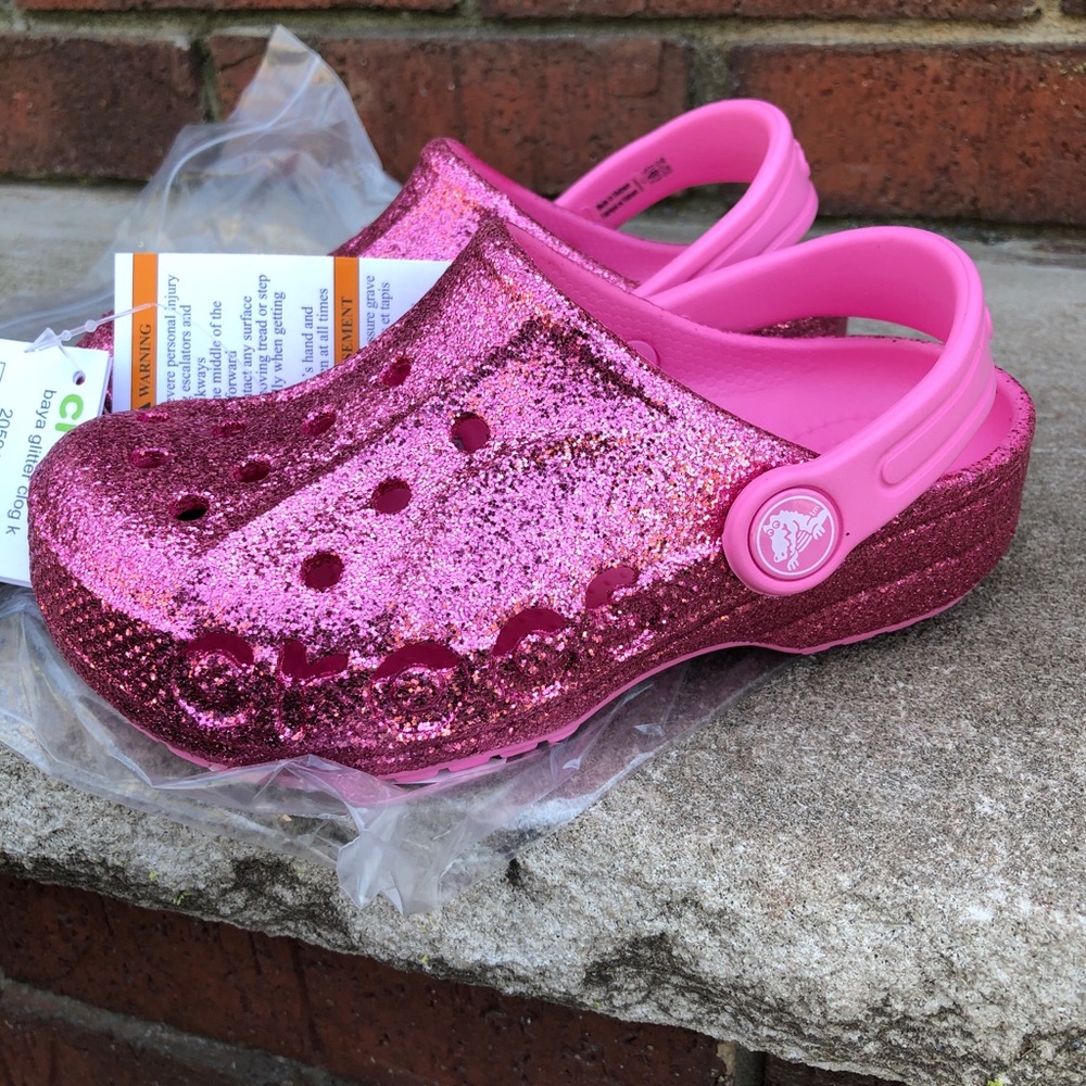 Crocs Kids Baya Glitter Clogs Pink-New - Picture 2 of 11